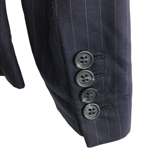 J CREW Classic Dark Navy Blue Gray Pinstripe Tailored Jacket Blazer sz 0 - Picture 4 of 7